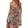 image:imageHOTOUCH Womens Casual Sundress with Pockets Summer Beach Dress Floral TShirts Dress V Neck Loose Tank DressesPurpleprintnew