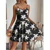 image:imageHOTOUCH Womens Summer Dress Adjustable Spaghetti Strap Floral Mini Casual Dress with Pockets Fit amp Flare Beach SundressBlack White Floral