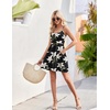 image:imageHOTOUCH Womens Summer Dress Adjustable Spaghetti Strap Floral Mini Casual Dress with Pockets Fit amp Flare Beach SundressBlack White Floral