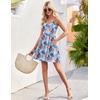 image:imageHOTOUCH Womens Summer Dress Adjustable Spaghetti Strap Floral Mini Casual Dress with Pockets Fit amp Flare Beach SundressBlue Floral