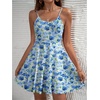image:imageHOTOUCH Womens Summer Dress Adjustable Spaghetti Strap Floral Mini Casual Dress with Pockets Fit amp Flare Beach SundressBlue Floral 2