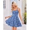 image:imageHOTOUCH Womens Summer Dress Adjustable Spaghetti Strap Floral Mini Casual Dress with Pockets Fit amp Flare Beach SundressBlue Floral 3