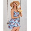 image:imageHOTOUCH Womens Summer Dress Adjustable Spaghetti Strap Floral Mini Casual Dress with Pockets Fit amp Flare Beach SundressBlue Floral