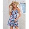 image:imageHOTOUCH Womens Summer Dress Adjustable Spaghetti Strap Floral Mini Casual Dress with Pockets Fit amp Flare Beach SundressBlue Floral