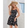image:imageHOTOUCH Womens Summer Dress Adjustable Spaghetti Strap Floral Mini Casual Dress with Pockets Fit amp Flare Beach SundressColorful Floral