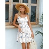 image:imageHOTOUCH Womens Summer Dress Adjustable Spaghetti Strap Floral Mini Casual Dress with Pockets Fit amp Flare Beach SundressFloral White