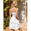 image:imageHOTOUCH Womens Summer Dress Adjustable Spaghetti Strap Floral Mini Casual Dress with Pockets Fit amp Flare Beach SundressFloral White