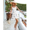 image:imageHOTOUCH Womens Summer Dress Adjustable Spaghetti Strap Floral Mini Casual Dress with Pockets Fit amp Flare Beach SundressFloral White