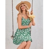 image:imageHOTOUCH Womens Summer Dress Adjustable Spaghetti Strap Floral Mini Casual Dress with Pockets Fit amp Flare Beach SundressGreen Floral
