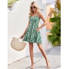 image:imageHOTOUCH Womens Summer Dress Adjustable Spaghetti Strap Floral Mini Casual Dress with Pockets Fit amp Flare Beach SundressGreen Floral