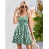 image:imageHOTOUCH Womens Summer Dress Adjustable Spaghetti Strap Floral Mini Casual Dress with Pockets Fit amp Flare Beach SundressGreen Floral