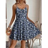image:imageHOTOUCH Womens Summer Dress Adjustable Spaghetti Strap Floral Mini Casual Dress with Pockets Fit amp Flare Beach SundressNavy Blue Floral 2