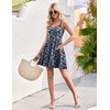 image:imageHOTOUCH Womens Summer Dress Adjustable Spaghetti Strap Floral Mini Casual Dress with Pockets Fit amp Flare Beach SundressNavy Blue Floral 2