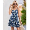 image:imageHOTOUCH Womens Summer Dress Adjustable Spaghetti Strap Floral Mini Casual Dress with Pockets Fit amp Flare Beach SundressNavy Blue Floral