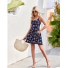 image:imageHOTOUCH Womens Summer Dress Adjustable Spaghetti Strap Floral Mini Casual Dress with Pockets Fit amp Flare Beach SundressNavy Pink Floral