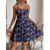 image:imageHOTOUCH Womens Summer Dress Adjustable Spaghetti Strap Floral Mini Casual Dress with Pockets Fit amp Flare Beach SundressNavy Pink Floral