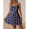 image:imageHOTOUCH Womens Summer Dress Adjustable Spaghetti Strap Floral Mini Casual Dress with Pockets Fit amp Flare Beach SundressNavy Pink Floral