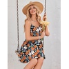image:imageHOTOUCH Womens Summer Dress Adjustable Spaghetti Strap Floral Mini Casual Dress with Pockets Fit amp Flare Beach SundressOrange Floral
