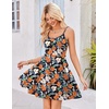 image:imageHOTOUCH Womens Summer Dress Adjustable Spaghetti Strap Floral Mini Casual Dress with Pockets Fit amp Flare Beach SundressOrange Floral