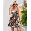 image:imageHOTOUCH Womens Summer Dress Adjustable Spaghetti Strap Floral Mini Casual Dress with Pockets Fit amp Flare Beach SundressOrange Floral