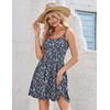 image:imageHOTOUCH Womens Summer Dress Adjustable Spaghetti Strap Floral Mini Casual Dress with Pockets Fit amp Flare Beach SundressPurple Floral
