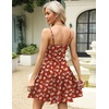 image:imageHOTOUCH Womens Summer Dress Adjustable Spaghetti Strap Floral Mini Casual Dress with Pockets Fit amp Flare Beach SundressRed Floral