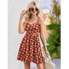 image:imageHOTOUCH Womens Summer Dress Adjustable Spaghetti Strap Floral Mini Casual Dress with Pockets Fit amp Flare Beach SundressRed Floral