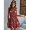 image:imageHOTOUCH Womens Summer Dress Adjustable Spaghetti Strap Floral Mini Casual Dress with Pockets Fit amp Flare Beach SundressRed White Floral
