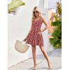 image:imageHOTOUCH Womens Summer Dress Adjustable Spaghetti Strap Floral Mini Casual Dress with Pockets Fit amp Flare Beach SundressRed White Floral
