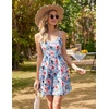 image:imageHOTOUCH Womens Summer Dress Adjustable Spaghetti Strap Floral Mini Casual Dress with Pockets Fit amp Flare Beach SundressWhite Floral 2