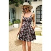 image:imageHOTOUCH Womens Summer Dress Adjustable Spaghetti Strap Floral Mini Casual Dress with Pockets Fit amp Flare Beach SundressWine Red Floral