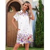 image:imageHOTOUCH Womens Summer Shirt Dress 2026 Short Sleeve Floral Shift Dress Casual Loose Flowy Beach Sundress with PocketsWf136