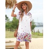 image:imageHOTOUCH Womens Summer Shirt Dress 2026 Short Sleeve Floral Shift Dress Casual Loose Flowy Beach Sundress with PocketsWf136