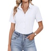 image:imageHOTOUCH Button Down Shirts for Women Short Sleeve Dress Shirts Fitted Business Casual Blouse Office Work TopsAwhite