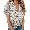 image:imageHOTOUCH Linen Shirts for Women Button Down Short Sleeve Tops Cotton Blouses Collared Buttonup Beach Vacation OutfitsA01floral Cream