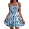 image:imageHOTOUCH Womens Summer Dress Adjustable Spaghetti Strap Floral Mini Casual Dress with Pockets Fit amp Flare Beach SundressBlue Floral 2