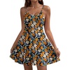 image:imageHOTOUCH Womens Summer Dress Adjustable Spaghetti Strap Floral Mini Casual Dress with Pockets Fit amp Flare Beach SundressOrange Floral
