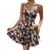 image:imageHOTOUCH Womens Summer Dress Adjustable Spaghetti Strap Floral Mini Casual Dress with Pockets Fit amp Flare Beach SundressWine Red Floral