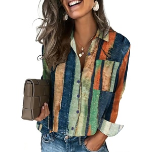 image:imageHOTOUCH Button Down Shirts for Women Long Sleeve Blouse Dressy Casual Business Work Tops with PocketMulticolored