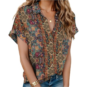 image:imageHOTOUCH Linen Shirts for Women Button Down Short Sleeve Tops Cotton Blouses Collared Buttonup Beach Vacation OutfitsMz721