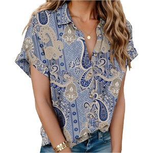 image:imageHOTOUCH Linen Shirts for Women Button Down Short Sleeve Tops Cotton Blouses Collared Buttonup Beach Vacation OutfitsMz919