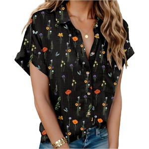 image:imageHOTOUCH Linen Shirts for Women Button Down Short Sleeve Tops Cotton Blouses Collared Buttonup Beach Vacation OutfitsWf100