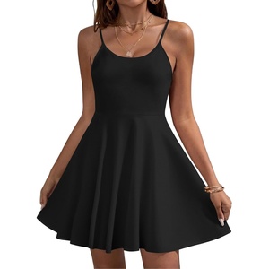 image:imageHOTOUCH Womens Summer Dress Adjustable Spaghetti Strap Floral Mini Casual Dress with Pockets Fit amp Flare Beach SundressBlack