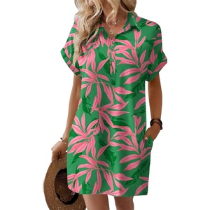 image:imageHOTOUCH Womens Summer Shirt Dress 2026 Short Sleeve Floral Shift Dress Casual Loose Flowy Beach Sundress with PocketsSp131
