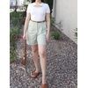 image:imageHOTOUCH Bermuda Shorts for Women Summer Dressy Casual Elastic High Waisted Wide Leg Knee Length Shorts with PocketsLight Green