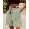 image:imageHOTOUCH Bermuda Shorts for Women Summer Dressy Casual Elastic High Waisted Wide Leg Knee Length Shorts with PocketsLight Green