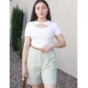 image:imageHOTOUCH Bermuda Shorts for Women Summer Dressy Casual Elastic High Waisted Wide Leg Knee Length Shorts with PocketsLight Green