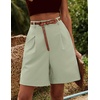 image:imageHOTOUCH Bermuda Shorts for Women Summer Dressy Casual Elastic High Waisted Wide Leg Knee Length Shorts with PocketsLight Green