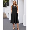 image:imageHOTOUCH Summer Casual Dresses for Women Sleeveless Midi Dress Swing Tank Sundress Pleated Tshirt Dress with Pockets00black