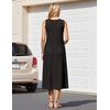 image:imageHOTOUCH Summer Casual Dresses for Women Sleeveless Midi Dress Swing Tank Sundress Pleated Tshirt Dress with Pockets00black